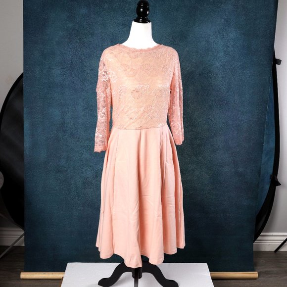 NWT Halcyeen | Pink Floral Lace-Bodice A-Line Dress - XL - Picture 1 of 6